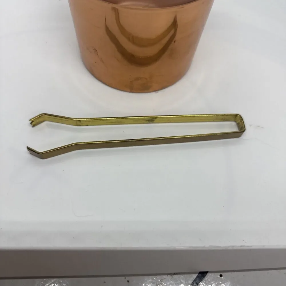 Copper Glass Ice Cube Container Ice Bucket with Pliers Vintage 1960s - 1970s